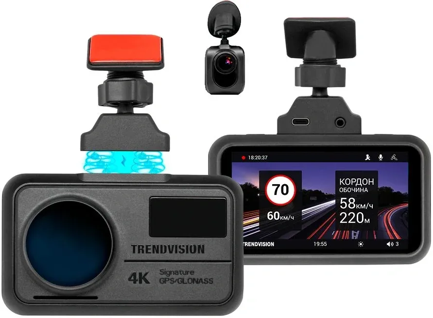 Видеорегистратор TrendVision TDR-725 Real 4K 2CH черный 8Mpix 2160x3840 2160p 170гр. GPS NT96670 - фото 1