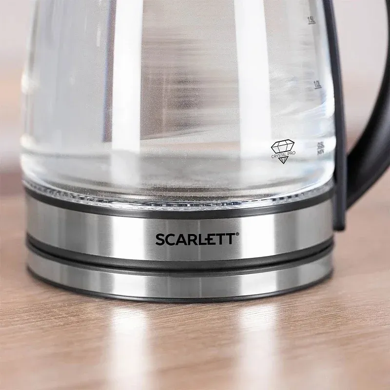 Чайник электрический Scarlett SC-EK27G54 1.7л. 1800Вт серебристый/черный корпус: стекло/металл/пластик - фото 6