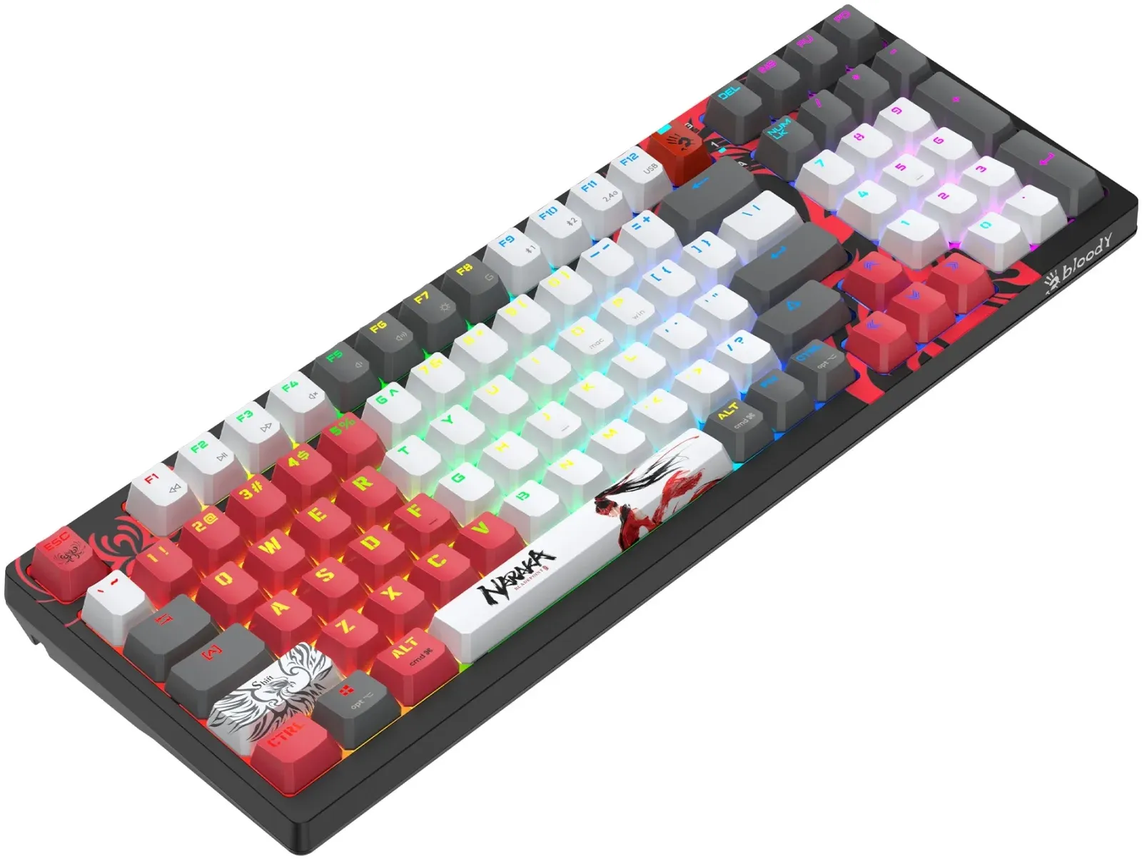 Клавиатура A4Tech WS98 Naraka механическая серый/красный USB беспроводная BT/Radio for gamer LED WS98 - фото 3