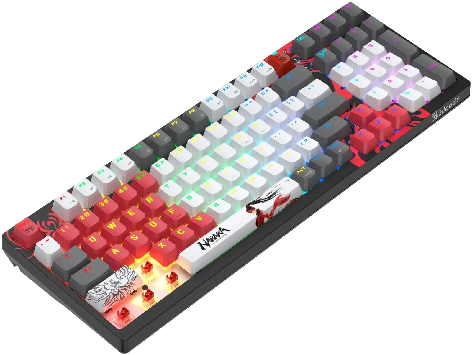 Клавиатура A4Tech WS98 Naraka механическая серый/красный USB беспроводная BT/Radio for gamer LED WS98 - фото 4