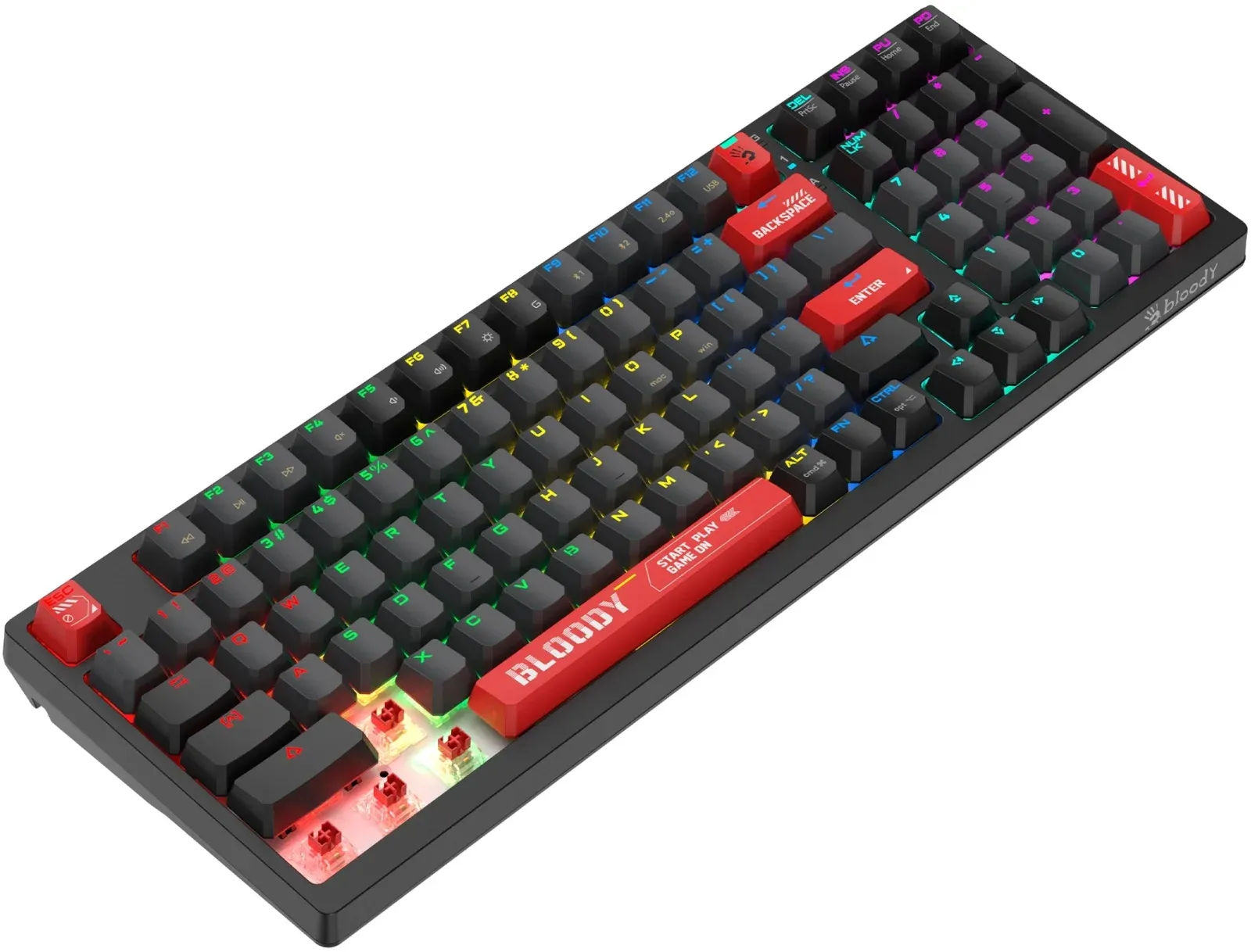 Клавиатура A4Tech WS98 механическая черный USB беспроводная BT/Radio for gamer LED - фото 3
