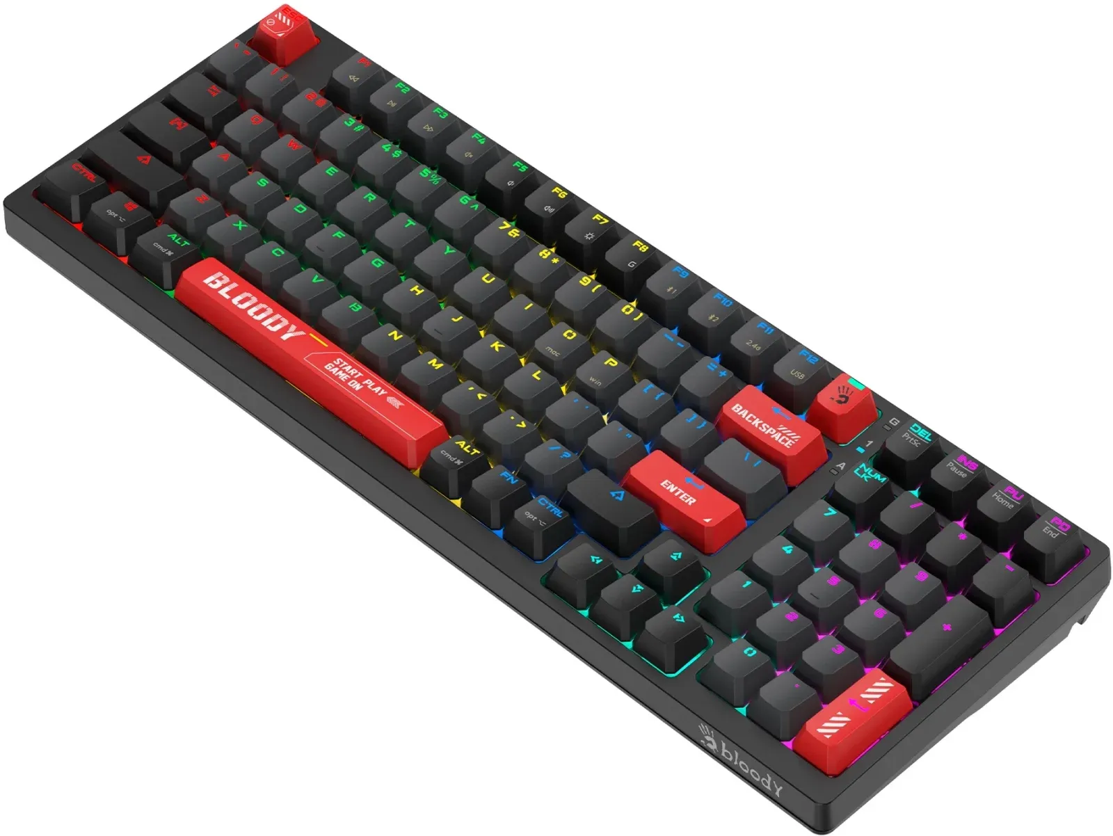 Клавиатура A4Tech WS98 механическая черный USB беспроводная BT/Radio for gamer LED - фото 5