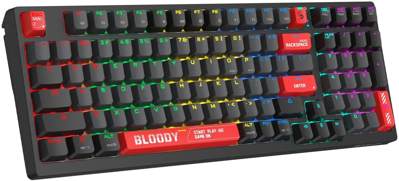 Клавиатура A4Tech WS98 механическая черный USB беспроводная BT/Radio for gamer LED - фото 6
