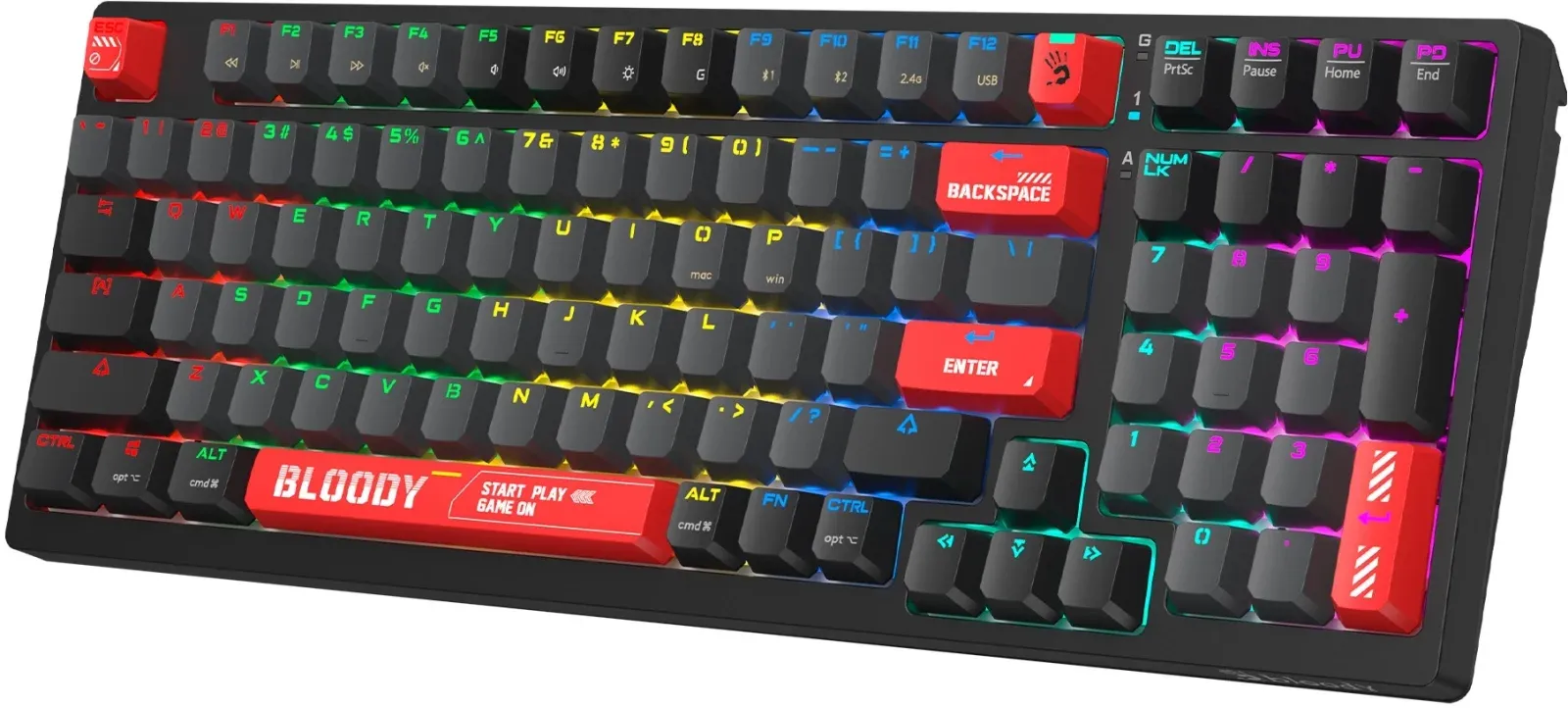 Клавиатура A4Tech WS98 механическая черный USB беспроводная BT/Radio for gamer LED - фото 7