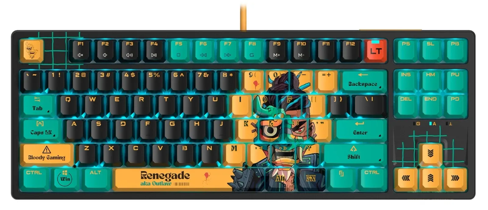 Клавиатура A4Tech AT87 Renegade черный/зеленый USB for gamer LED AT87 кабель 1.8м - фото 1