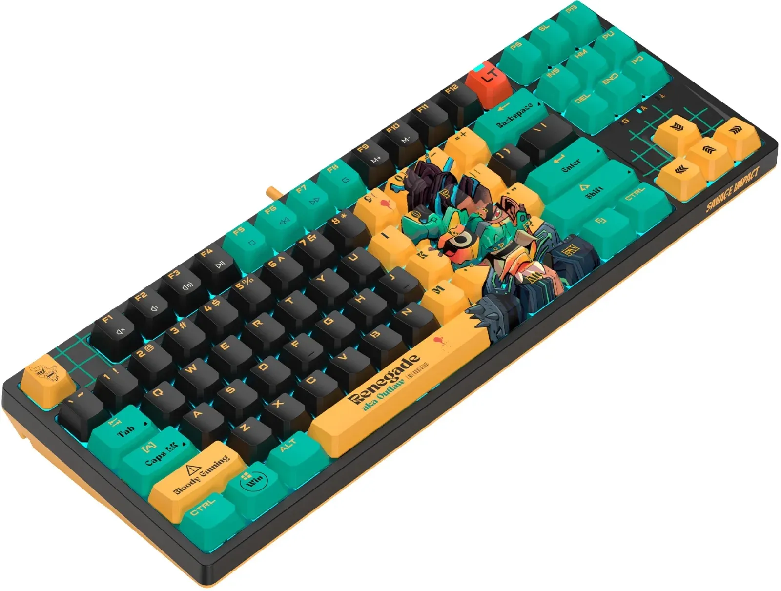 Клавиатура A4Tech AT87 Renegade черный/зеленый USB for gamer LED AT87 кабель 1.8м - фото 4