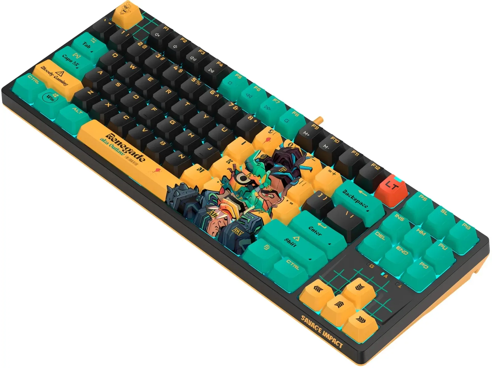 Клавиатура A4Tech AT87 Renegade черный/зеленый USB for gamer LED AT87 кабель 1.8м - фото 5