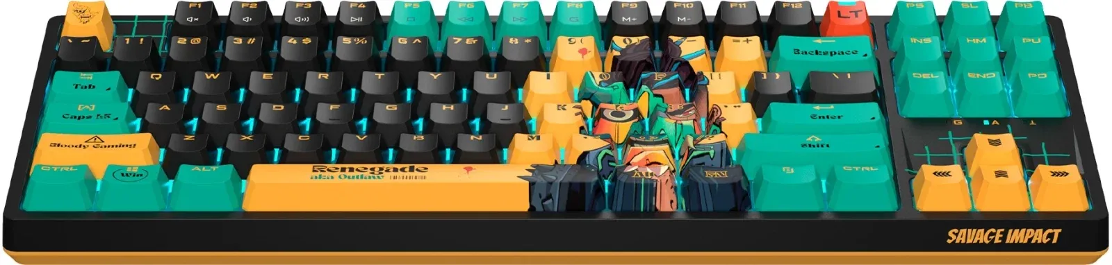 Клавиатура A4Tech AT87 Renegade черный/зеленый USB for gamer LED AT87 кабель 1.8м - фото 8