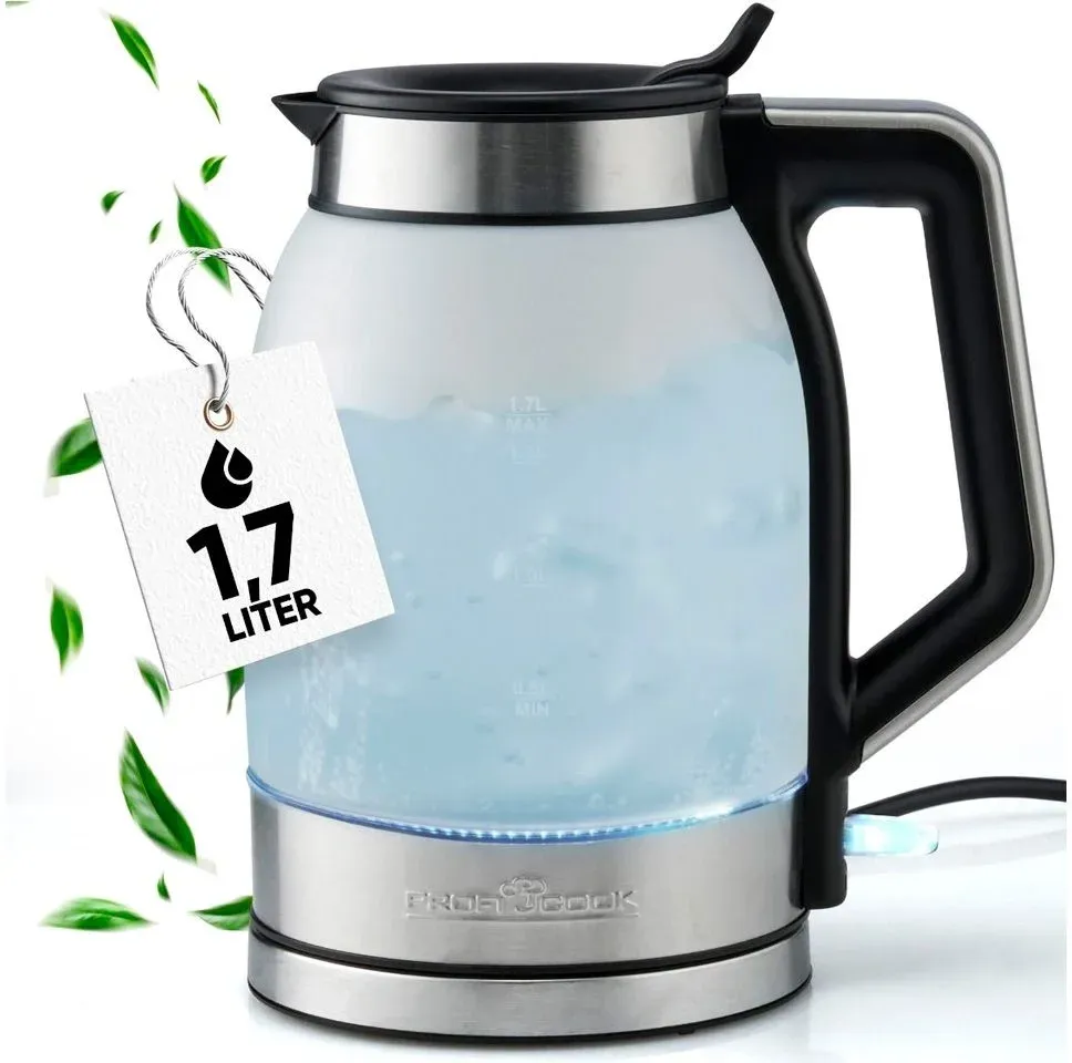 Чайник электрический Profi Cook PC-WKS 1215 G 1.7л. 2200Вт нержавеющая сталь корпус: стекло/металл/пластик - фото 2