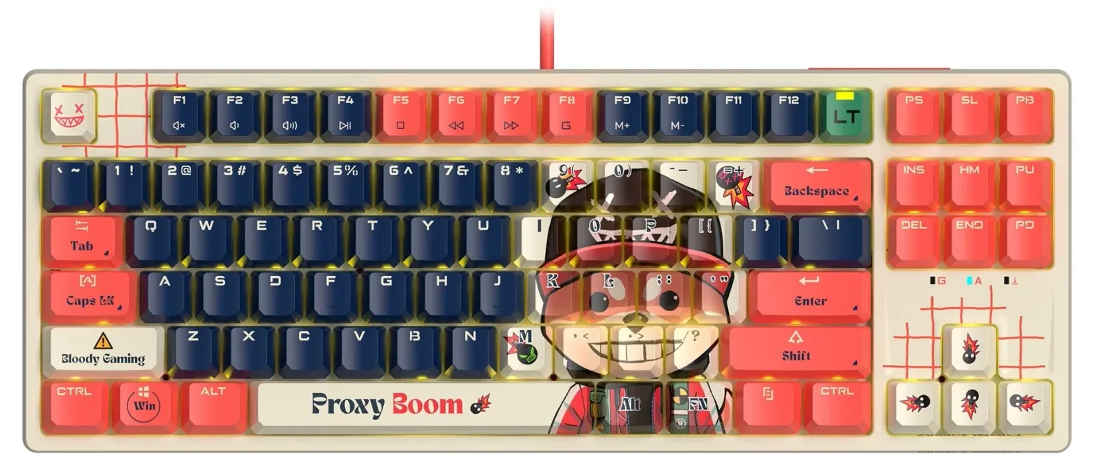 Клавиатура A4Tech AT87 Proxy Boom бежевый/красный USB for gamer LED AT87 кабель 1.8м - фото 3