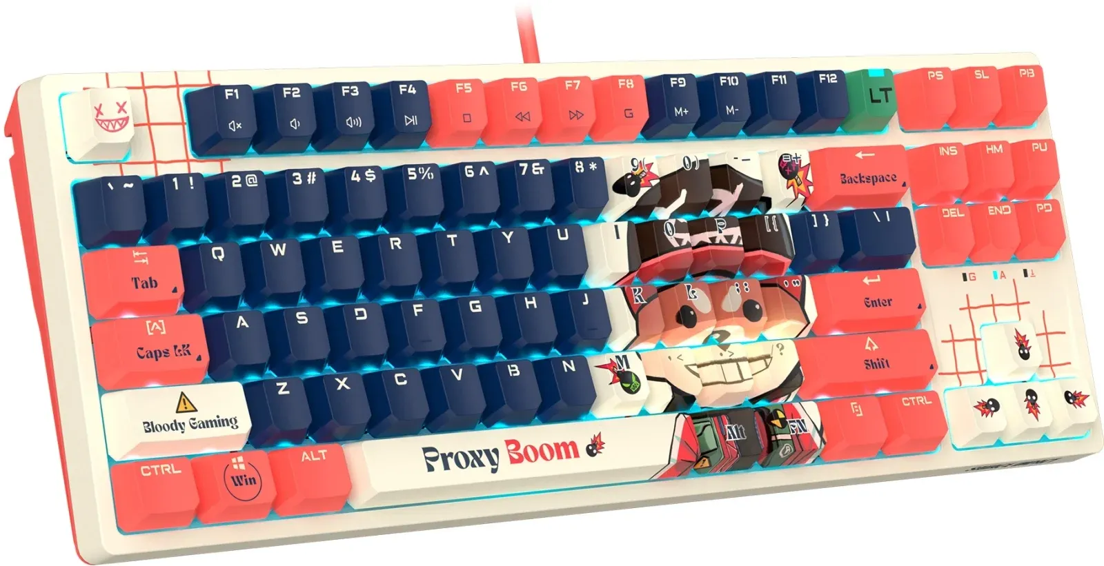 Клавиатура A4Tech AT87 Proxy Boom бежевый/красный USB for gamer LED AT87 кабель 1.8м - фото 6
