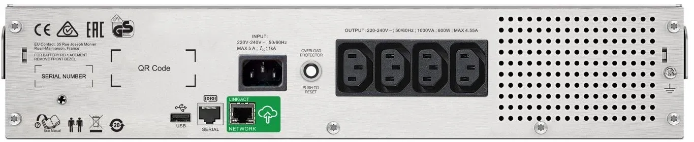 Источник бесперебойного питания APC Smart-UPS C SMC1000I-2UC 600Вт 1000ВА черный - фото 4