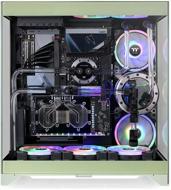 Корпус Thermaltake CTE E550 TG Matcha зеленый без БП ATX 8x120mm 6x140mm 2xUSB3.0 audio bott PSU - фото 2