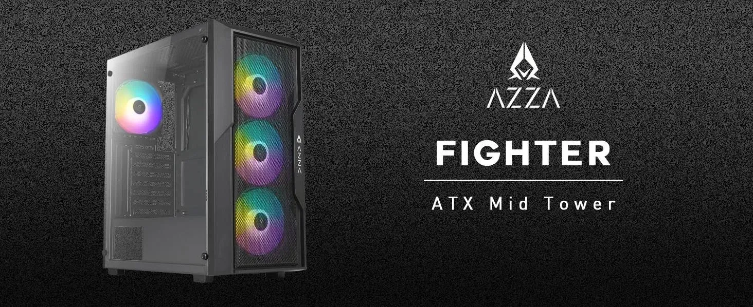 Корпус Azza Fighter черный без БП ATX 4x120mm 2x140mm 2xUSB2.0 1xUSB3.0 audio bott PSU - фото 5