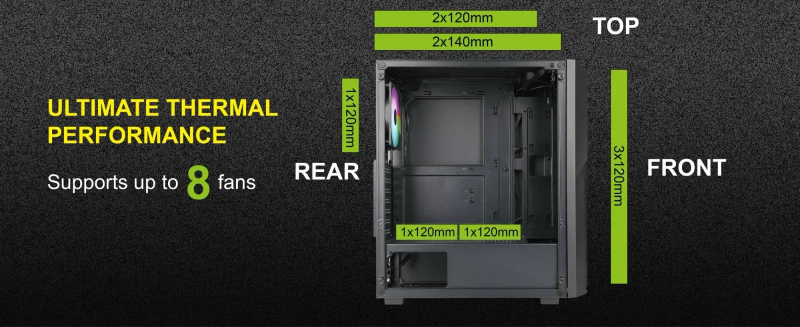Корпус Azza Fighter черный без БП ATX 4x120mm 2x140mm 2xUSB2.0 1xUSB3.0 audio bott PSU - фото 7