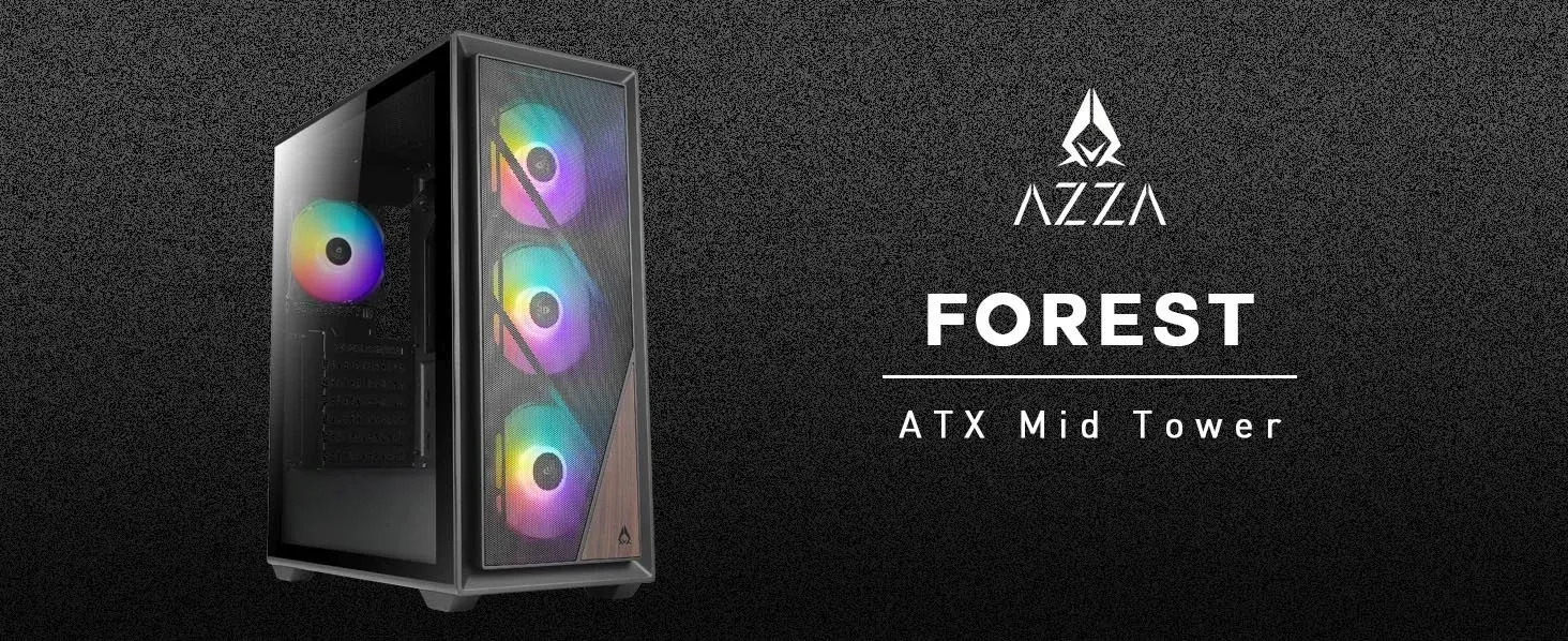 Корпус Azza Forest черный без БП ATX 4x120mm 4x140mm 2xUSB3.0 audio bott PSU - фото 6