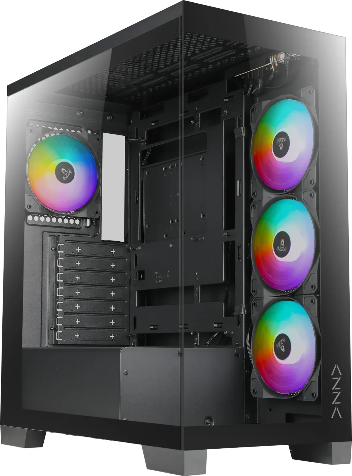 Корпус Azza COVE черный без БП ATX 6x120mm 2x140mm 1xUSB2.0 1xUSB3.0 audio bott PSU - фото 1