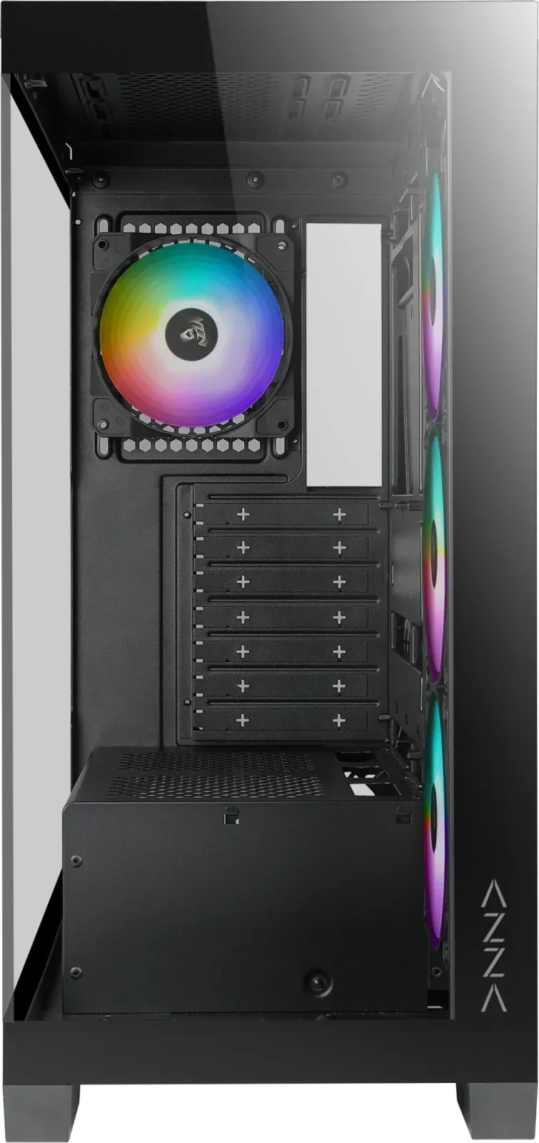 Корпус Azza COVE черный без БП ATX 6x120mm 2x140mm 1xUSB2.0 1xUSB3.0 audio bott PSU - фото 2