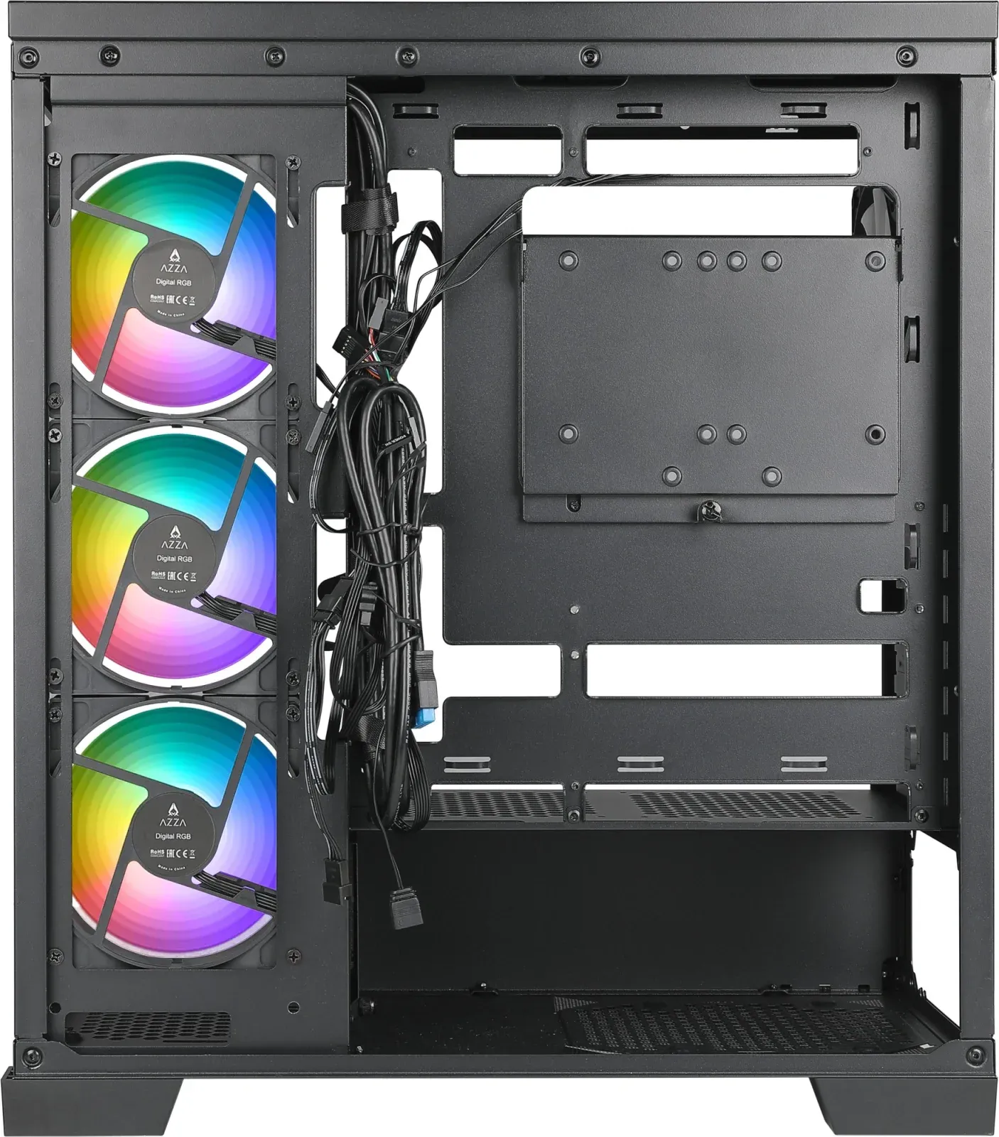 Корпус Azza COVE черный без БП ATX 6x120mm 2x140mm 1xUSB2.0 1xUSB3.0 audio bott PSU - фото 4