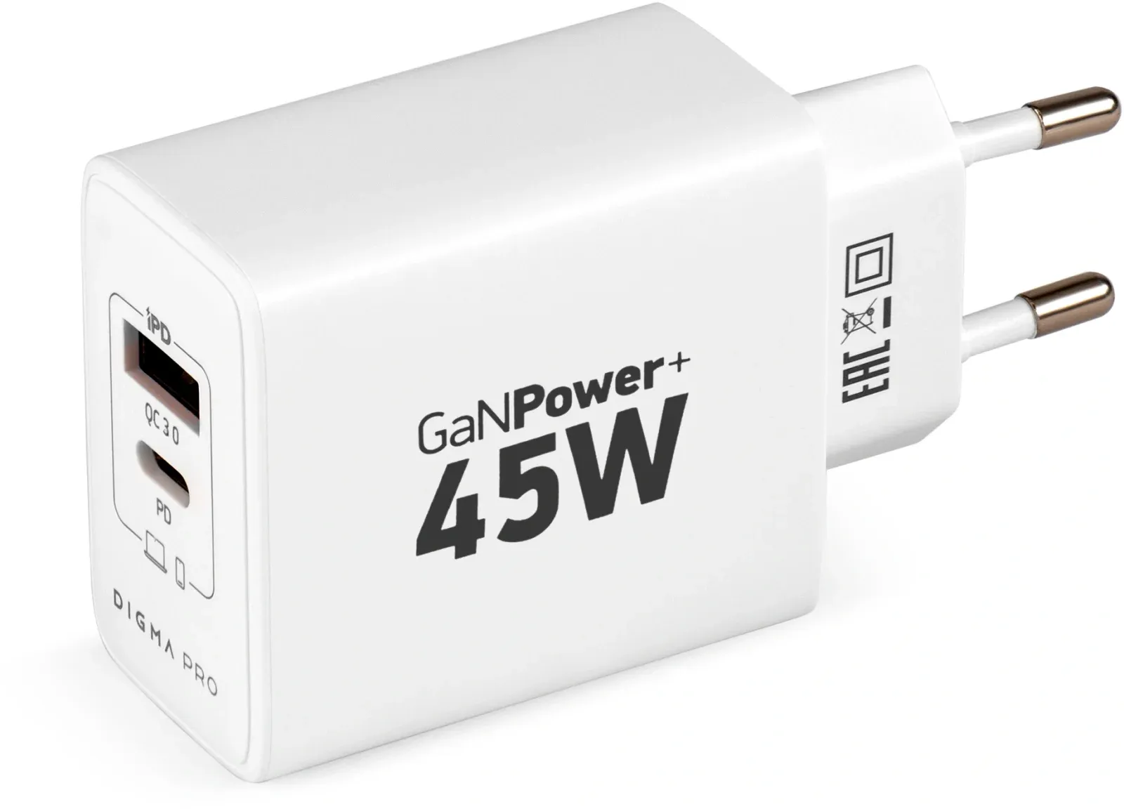Сетевое зар./устр. Digma Pro DPW4A 45W 3A PD+QC USB-C/USB-A универсальное белый DPW4A5GX11WH - фото 6
