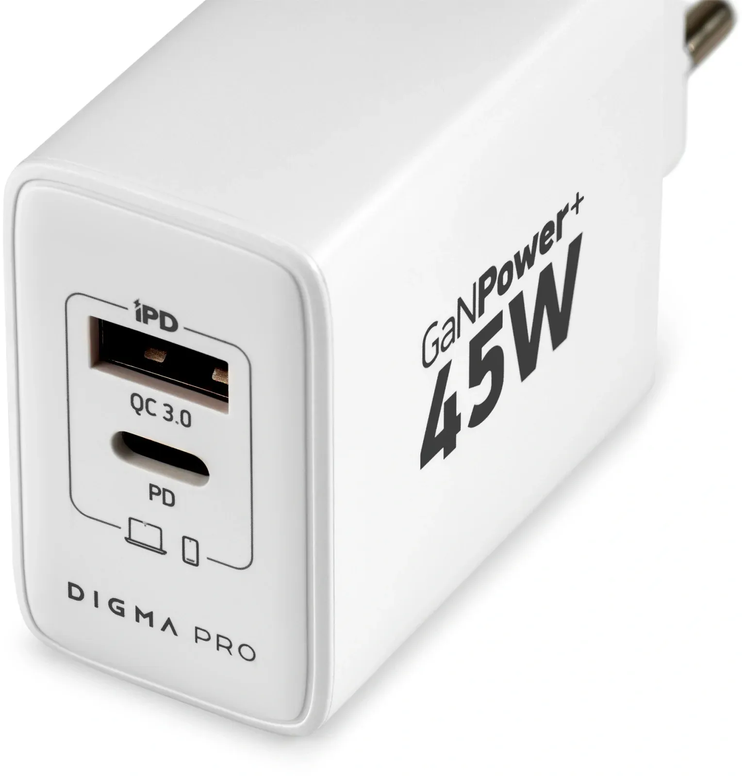 Сетевое зар./устр. Digma Pro DPW4A 45W 3A PD+QC USB-C/USB-A универсальное белый DPW4A5GX11WH - фото 7