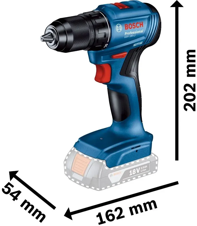 Дрель-шуруповерт Bosch GSR 185-LI аккум. патрон:быстрозажимной кейс в комплекте 06019K3003 - фото 7
