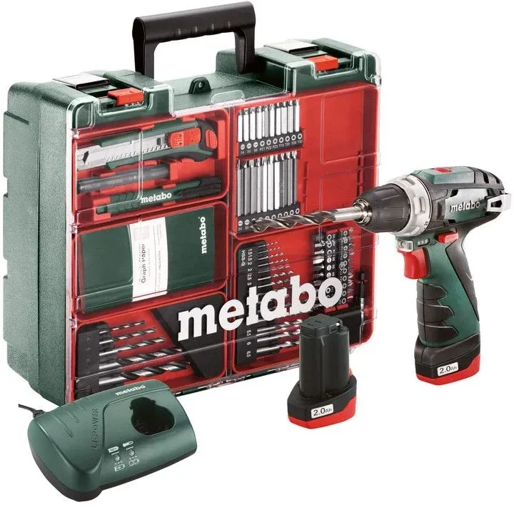 Дрель-шуруповерт Metabo Powermaxx BS Basic Set с набором оснастки аккум. патрон:быстрозажимной кейс в комплекте 600080880 - фото 1
