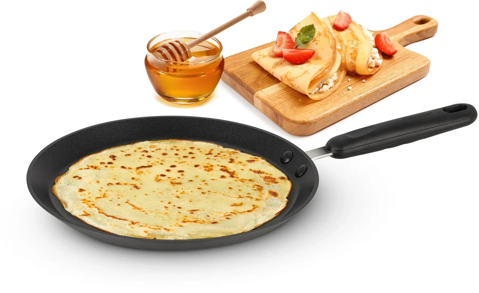 Сковорода блинная Rondell Pancake frypan RDA-274 круглая 22см покрытие: TriTitan ручка несъемная без крышки черный - фото 7