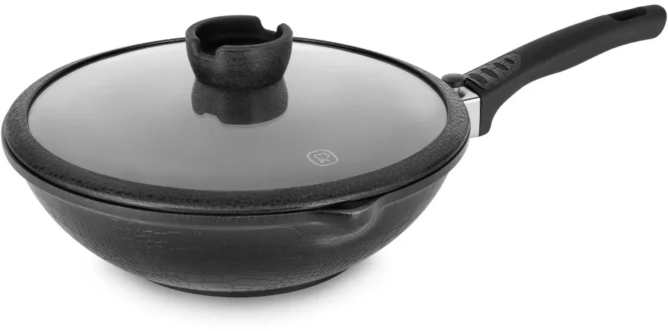 Сковорода ВОК WOK Rondell Escurion RDA-870 круглая 28см покрытие: Xylan Plus ручка съемная с крышкой черный, 3.5 л - фото 3