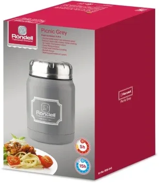 Термос для еды Rondell Picnic RDS-943 0.5л. серый картонная коробка - фото 8