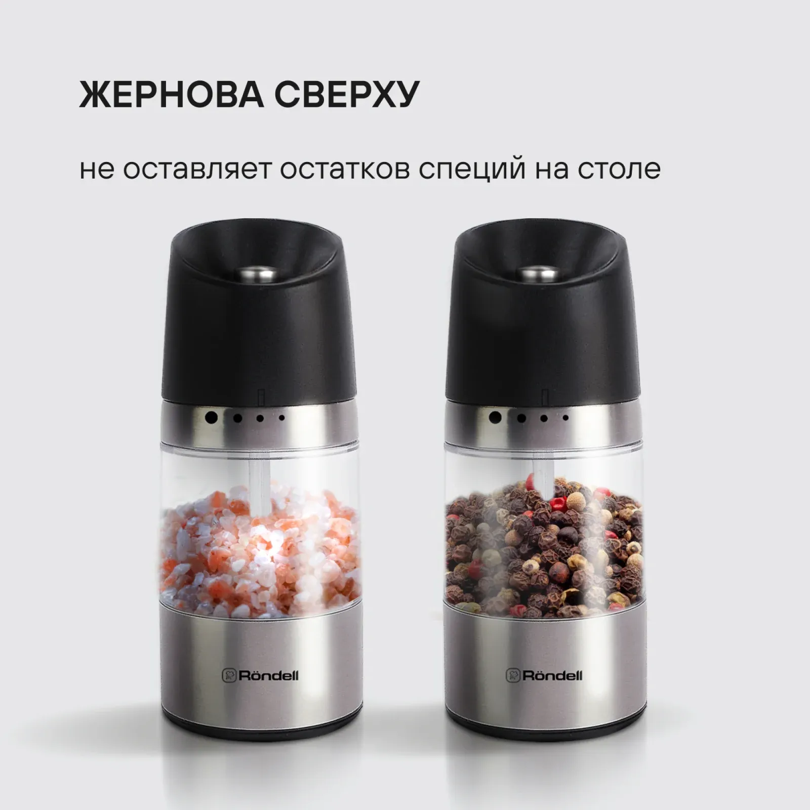 Мельница мех. Rondell Piquant RD-1106 для перца/соли стальной/черный - фото 5