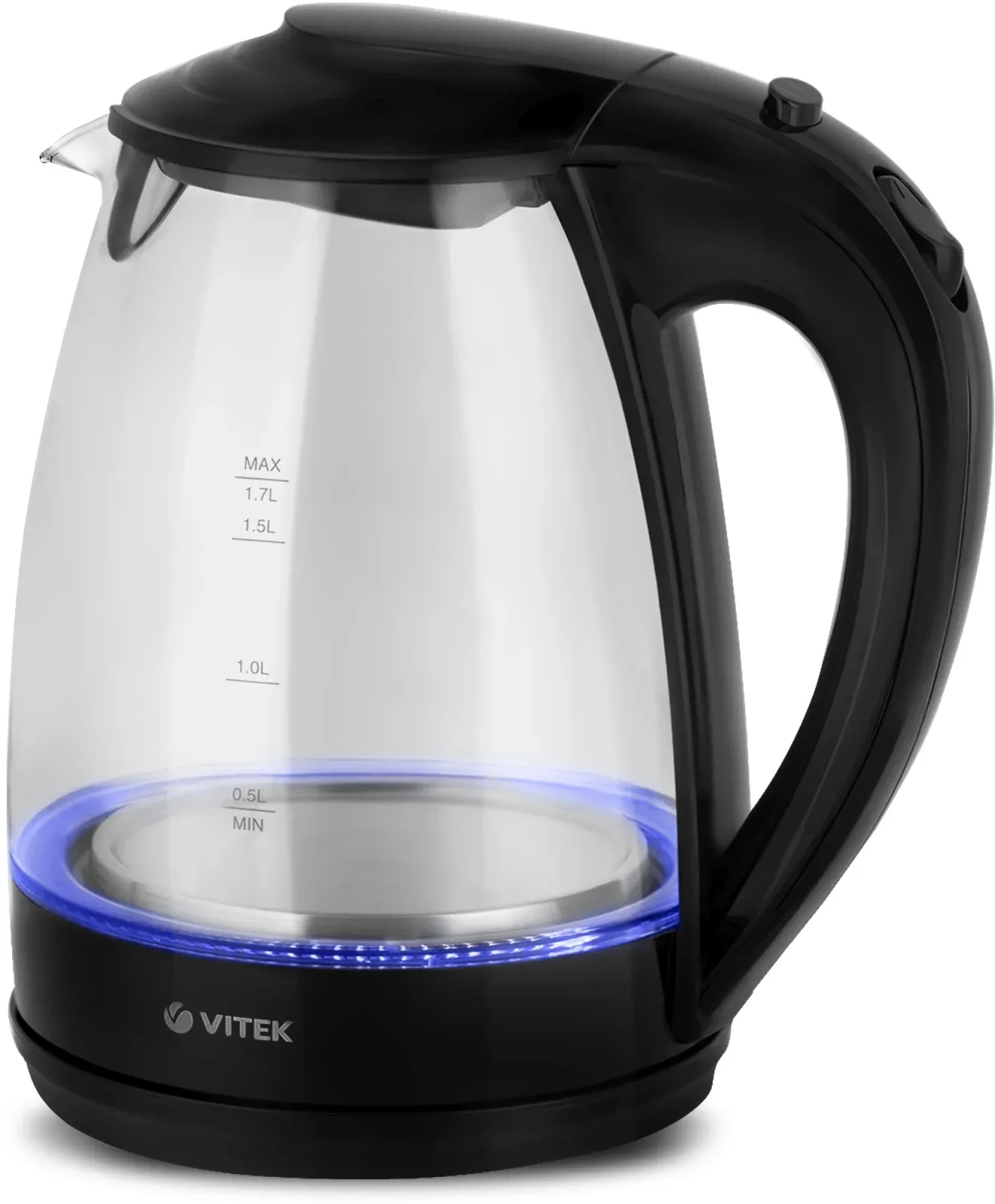Чайник электрический Vitek VT-1122 1.7л. 2200Вт прозрачный корпус: стекло/пластик - фото 3