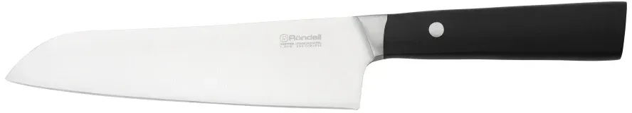Нож кухонный Rondell Spata RD-1139 стальной сантоку лезв.178мм прямая заточка черный блистер - фото 1
