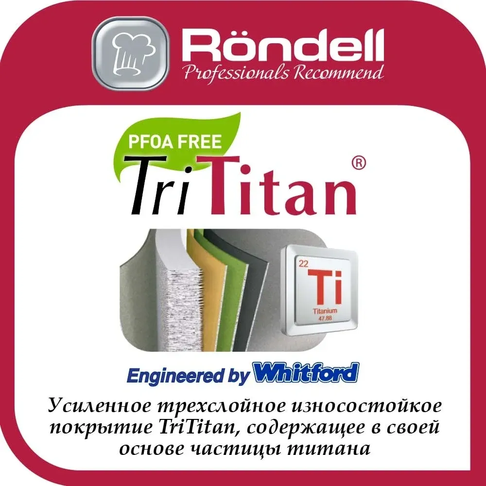 Сковорода Rondell Zeita Neu RDA-1201 круглая 28см покрытие: TriTitan ручка несъемная без крышки черный - фото 4