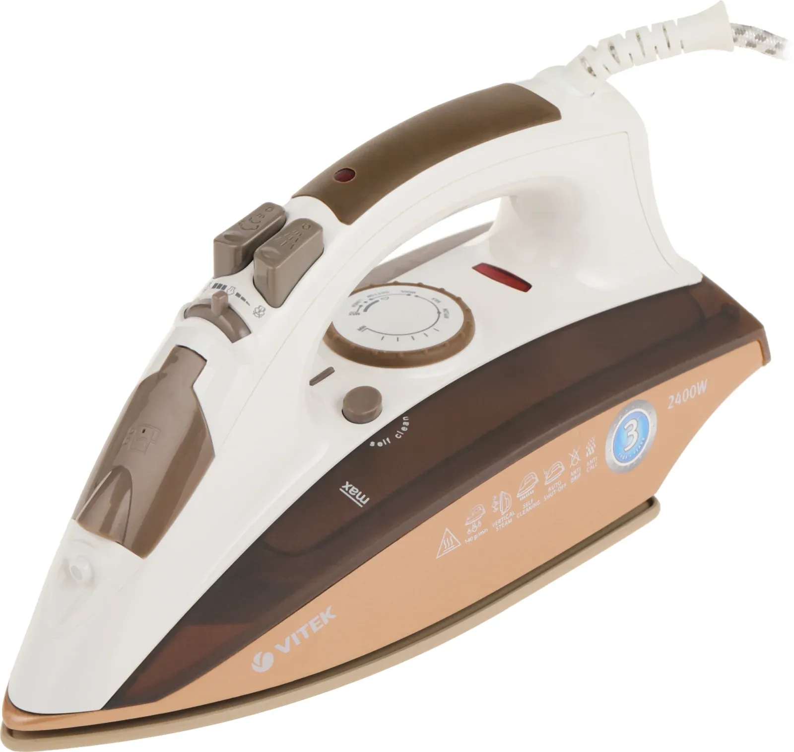 Утюг Vitek VT-1209 2400Вт коричневый - фото 6