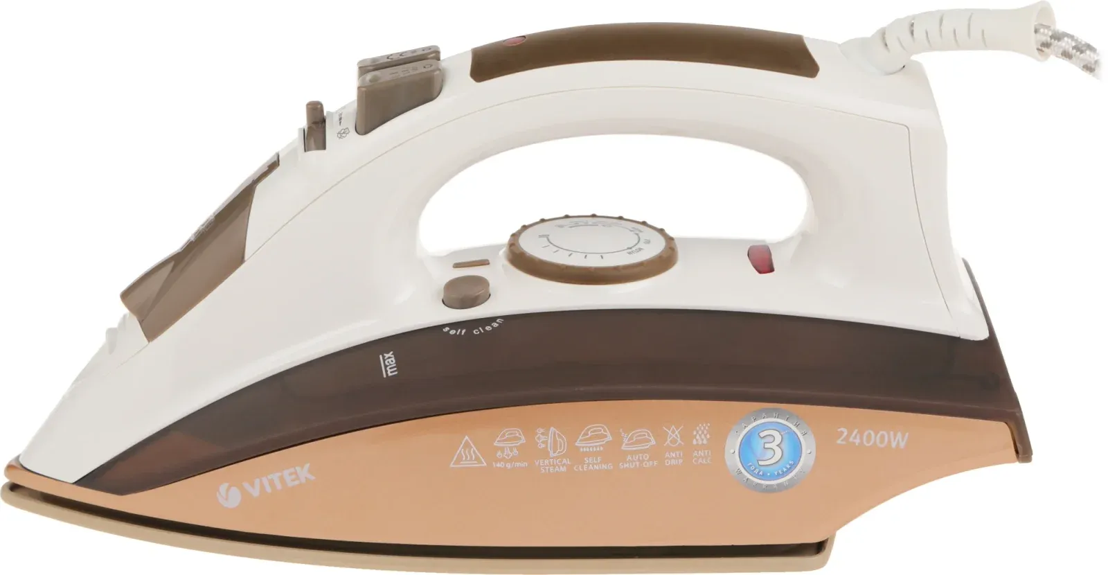 Утюг Vitek VT-1209 2400Вт коричневый - фото 7