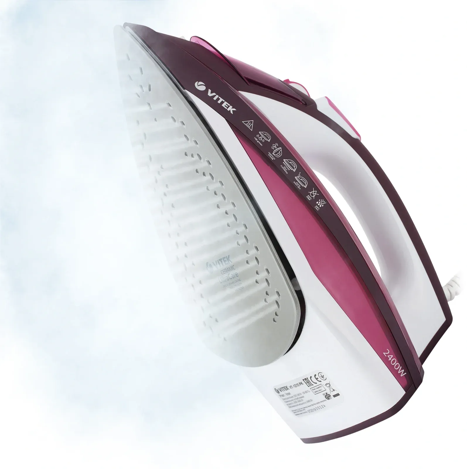 Утюг Vitek VT-1215 2400Вт розовый - фото 4