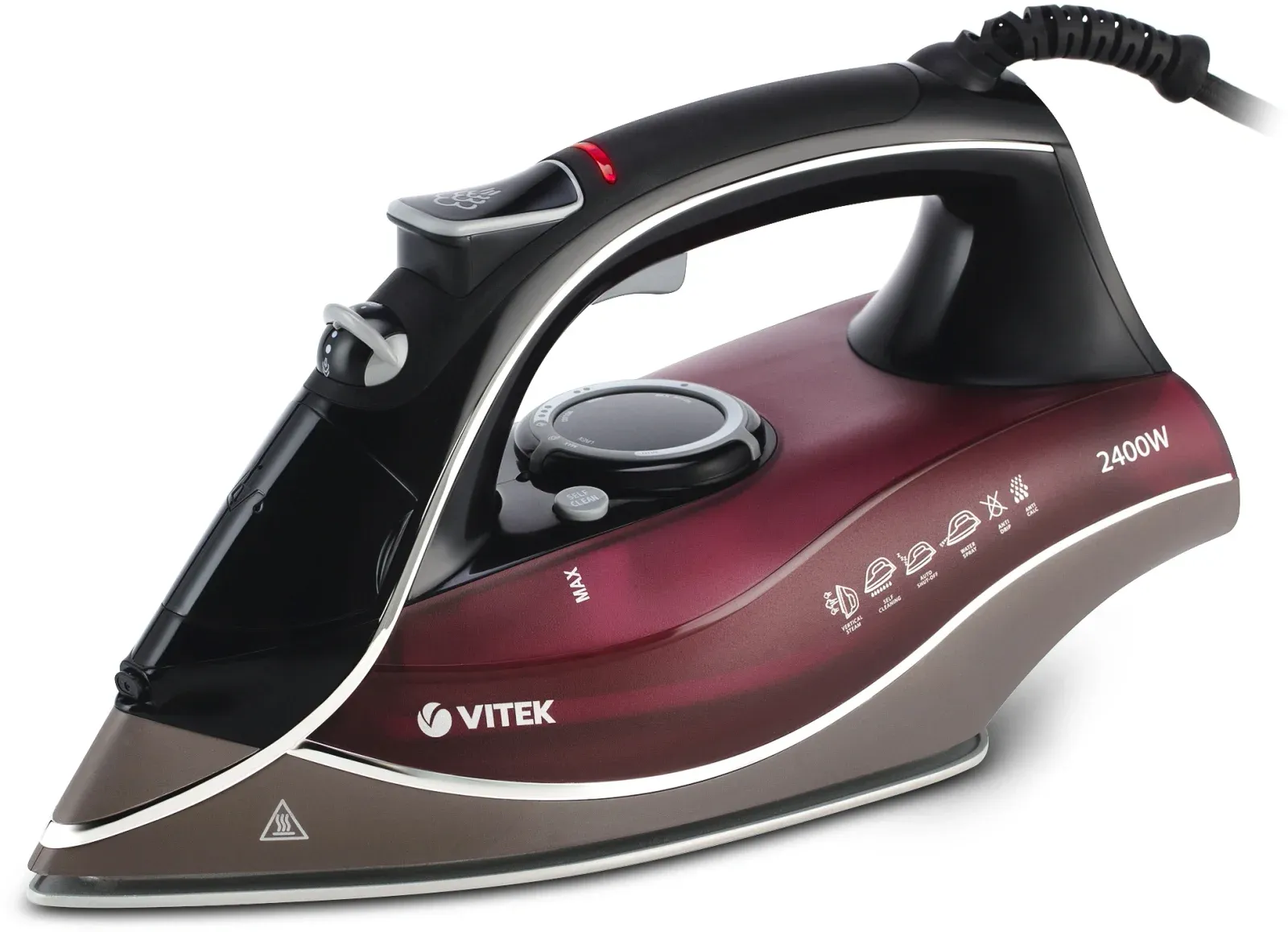 Утюг Vitek VT-1240 2400Вт бордовый - фото 1