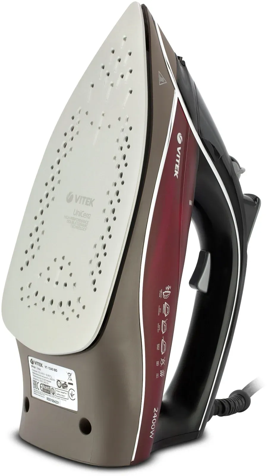 Утюг Vitek VT-1240 2400Вт бордовый - фото 5