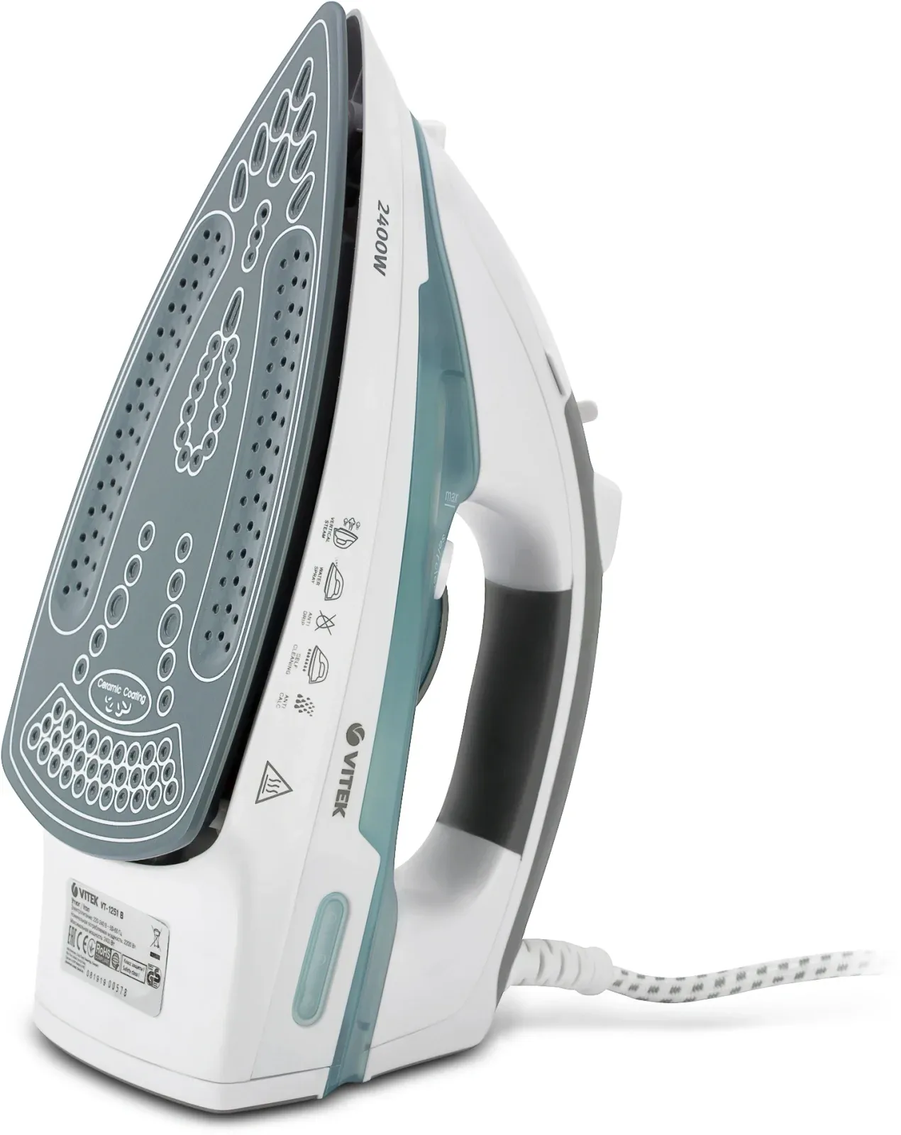 Утюг Vitek VT-1251 2400Вт синий - фото 4