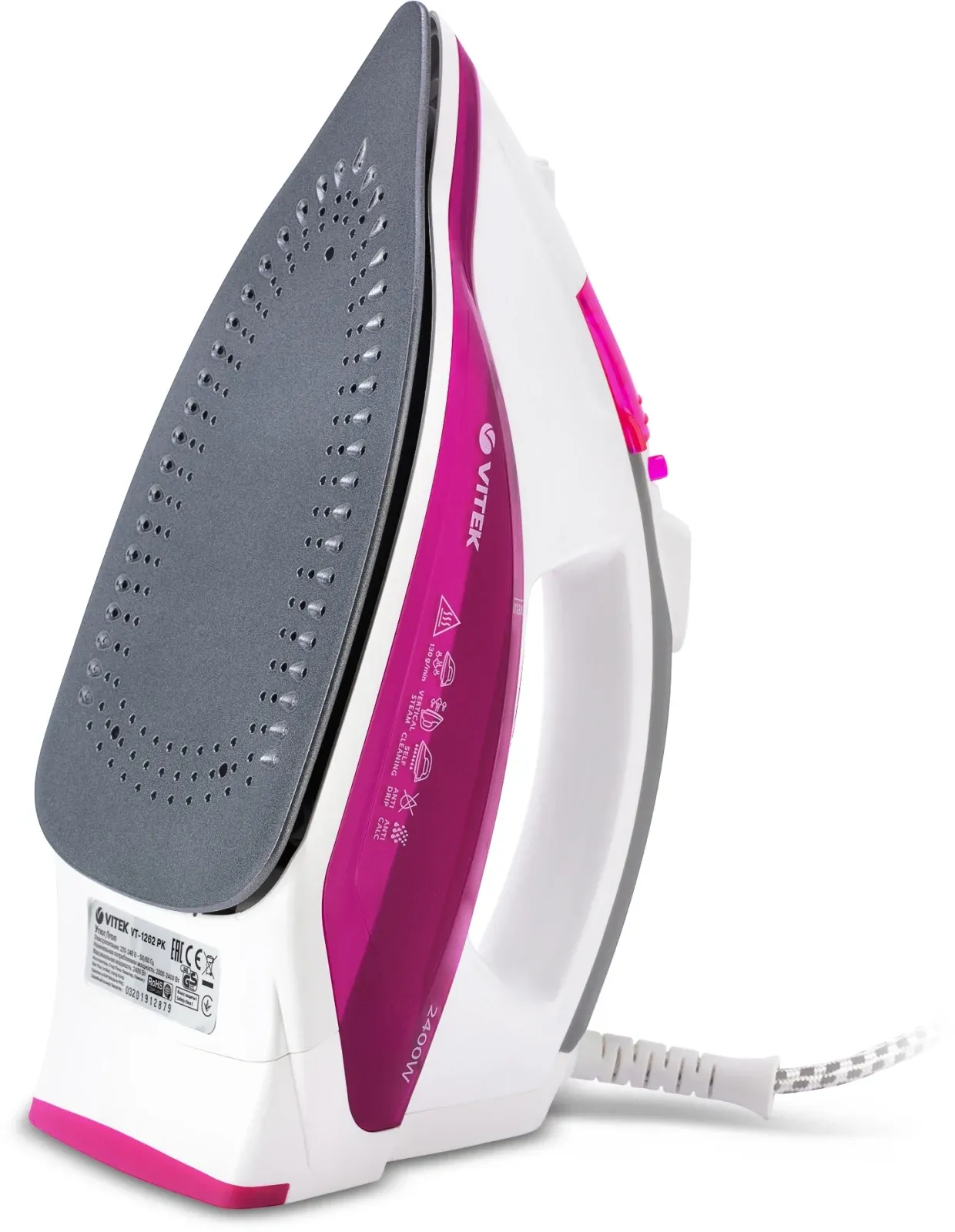 Утюг Vitek VT-1262 2400Вт розовый - фото 4