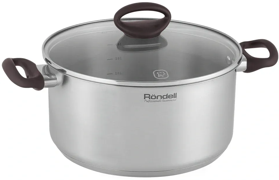 Кастрюля Rondell Tierno RDS-1593 4.8л. d=24см с крышкой стальной, 4.8 л - фото 1