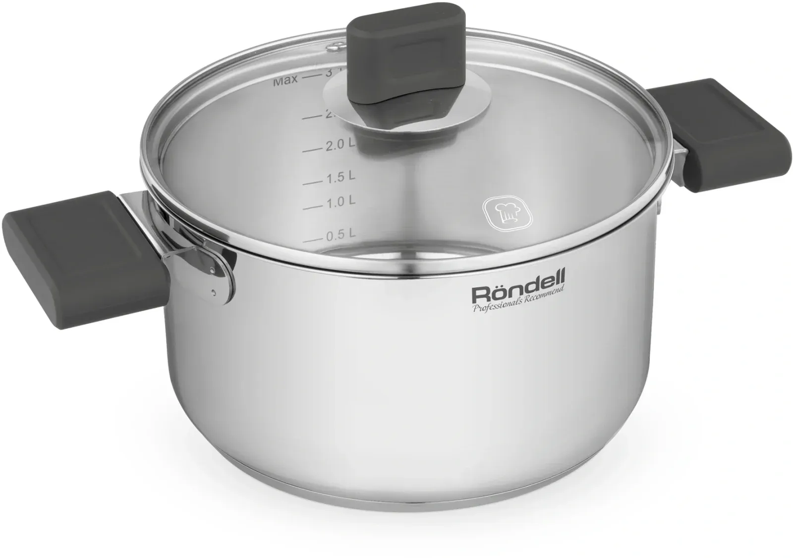 Кастрюля Rondell Quadro RDS-1596 3.1л. d=20см с крышкой стальной, 3.1 л - фото 2