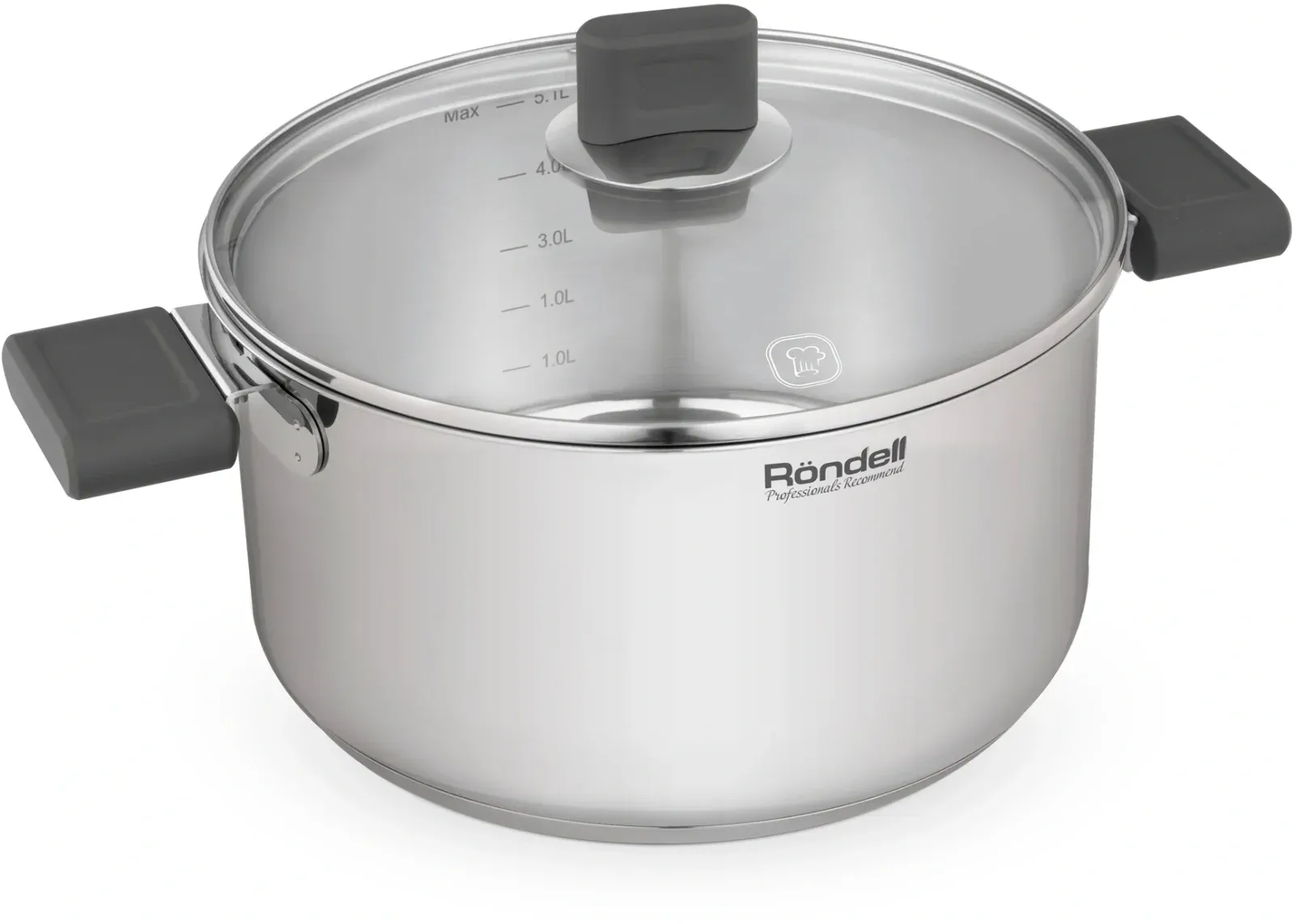 Кастрюля Rondell Quadro RDS-1597 5.1л. d=24см с крышкой стальной, 5.1 л - фото 2