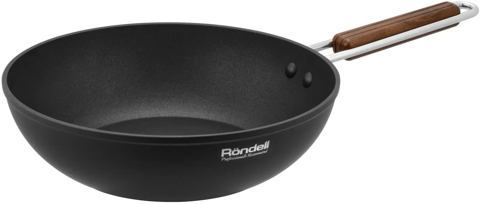 Сковорода ВОК WOK Rondell Fjord RDA-1800 круглая 28см покрытие: Xylan Plus ручка несъемная с крышкой черный, 3.8 л - фото 2