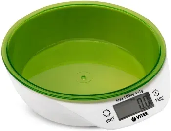 Весы кухонные электронные Vitek VT-2400 макс.вес:5кг белый/зеленый - фото 8