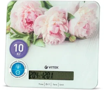 Весы кухонные электронные Vitek VT-2414 макс.вес:10кг белый/цветы - фото 5