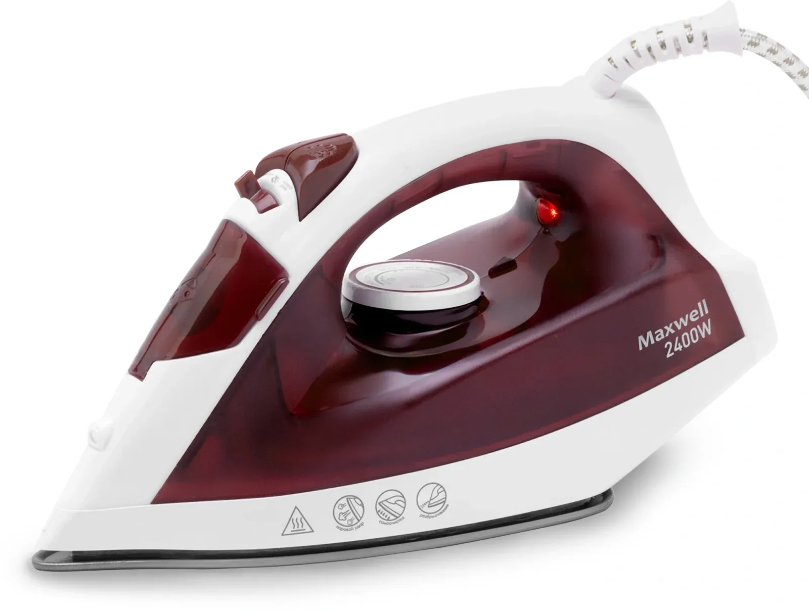 Утюг Maxwell MW-3006 2400Вт белый/бордовый - фото 6