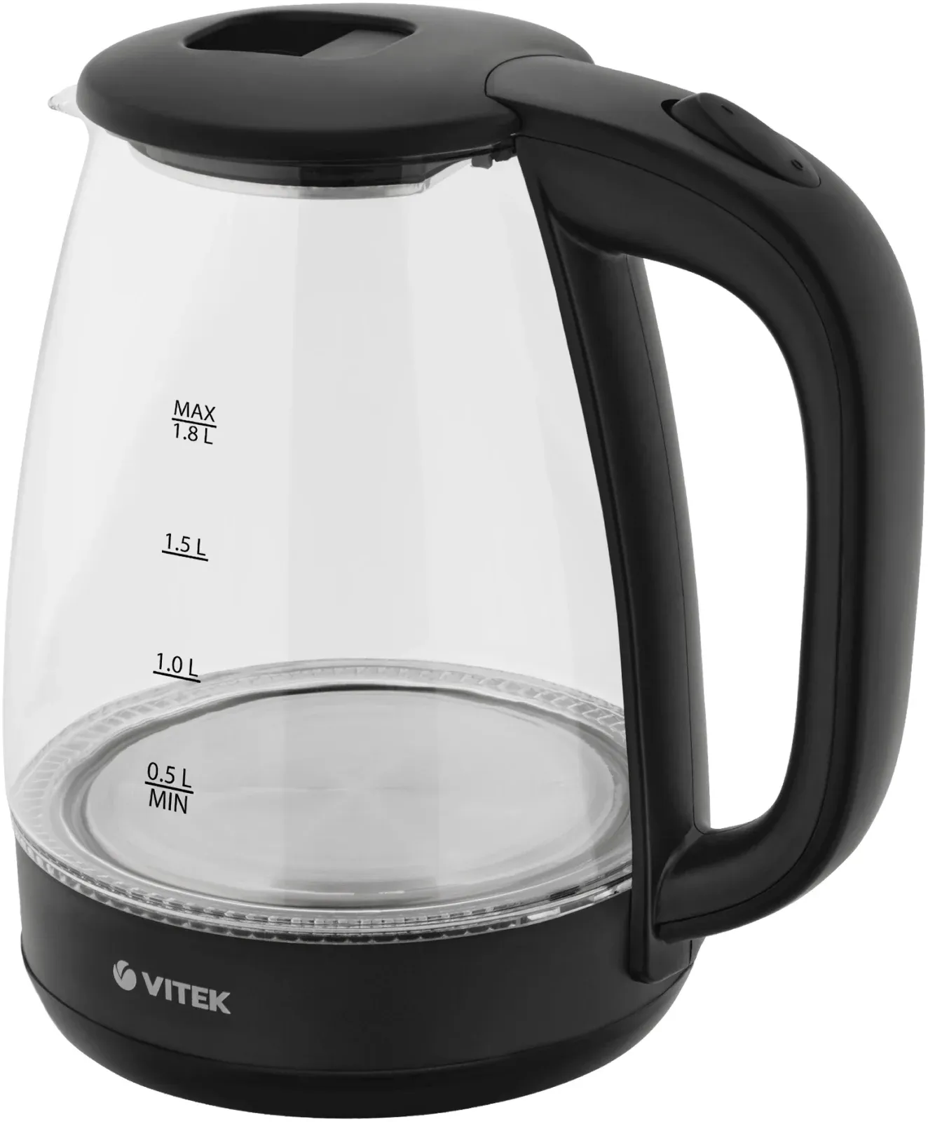 Чайник электрический Vitek VT-7004 1.8л. 1850Вт прозрачный/черный корпус: стекло/пластик - фото 5
