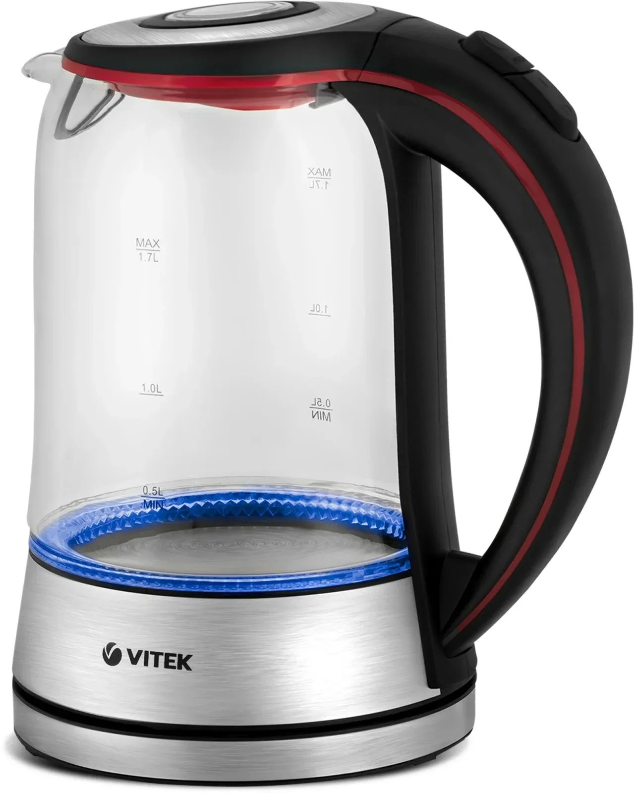 Чайник электрический Vitek VT-7009 1.7л. 2200Вт прозрачный корпус: стекло - фото 4